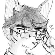 An icon loosely depicting an anthropomorphic American wirehair cat adjusting his pair of square frame glasses on his face. He looks somewhat nervous.